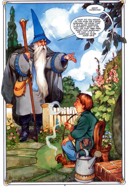Tavola de Lo Hobbit a fumetti di David Wenzel